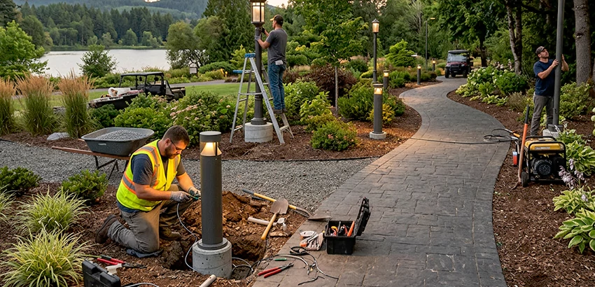 Landscape Post, Pole, and Bollard Lighting Installation in Leeds