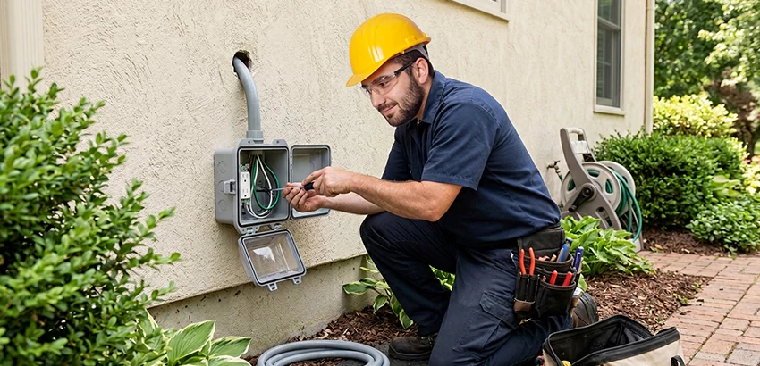 Outdoor Outlet Installation on Vinyl Siding in Leeds